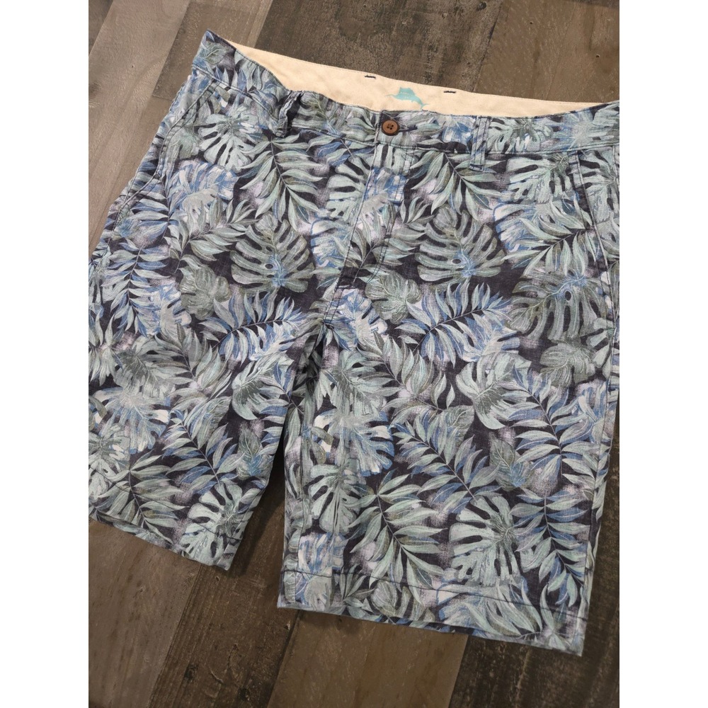 Tommy Bahama Boracay Fiesta Fronds Maritime Blue Palm Floral Chino Shorts M 33